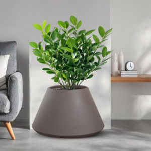 Zoom Vaso in resina da esterno interno per piante tondo conico design d.60x35h Stromboli Tortora
