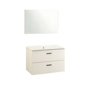 Zoom Mobile bagno sospeso Lario con lavabo e specchio bianco 80x46x48 H cm