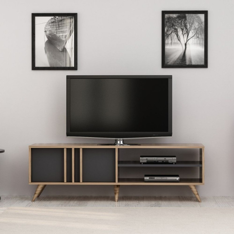 Porta TV Rilla 150 noce antracite moderno e capiente