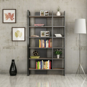 Zoom Libreria Leno colore antracite ripiani noce 94x160