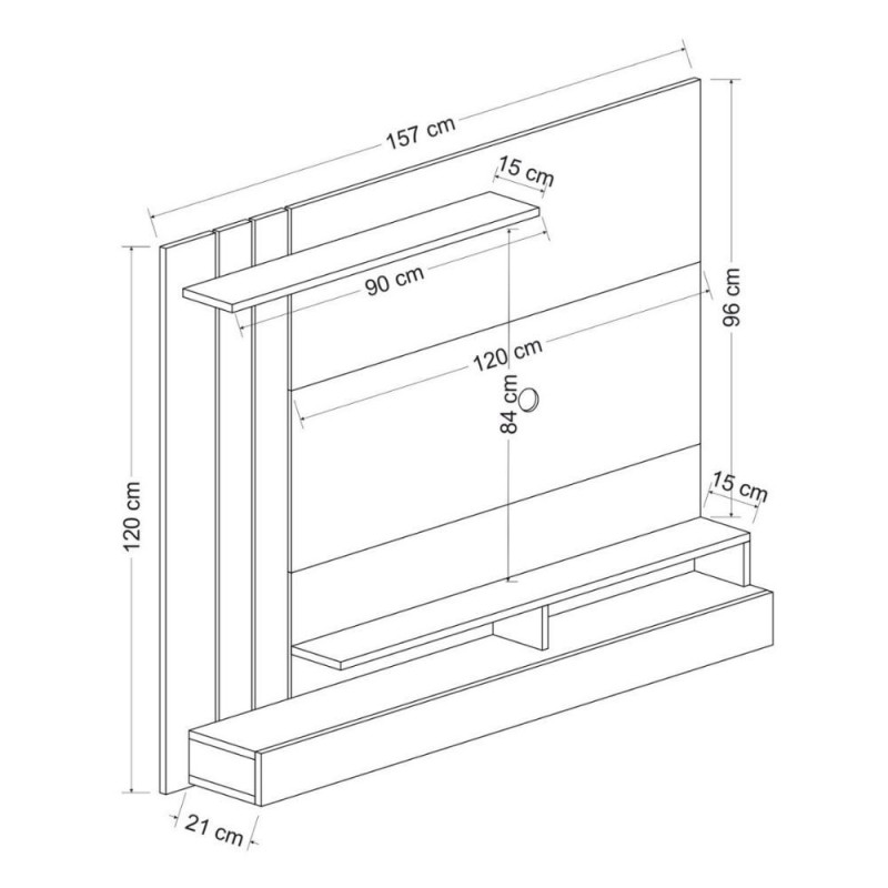 Parete porta TV Lawrance 157 noce antracite moderna e capiente