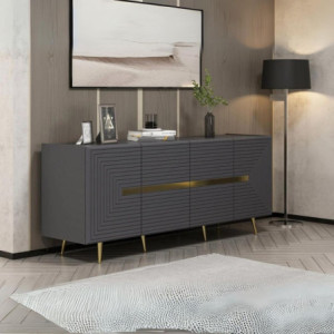Madia Jose 4 ante antracite dettagli oro 180x47x75 cm moderna