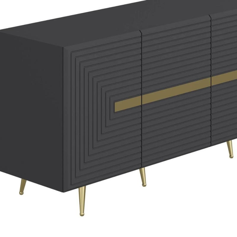 Madia Jose 4 ante antracite dettagli oro 180x47x75 cm moderna