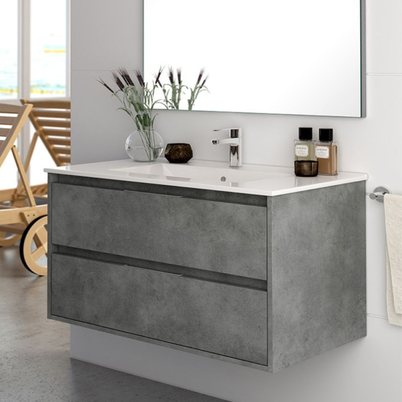 mobile bagno sospeso 80 cm cemento | levante shop