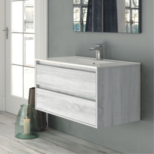 mobile bagno sospeso 80 cm rovere grigio ghiaccio | levan...