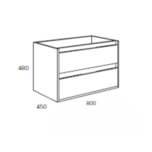 Zoom Mobile bagno sospeso Bolton con 2 cassetti 80x45x48 cm colore rovere grigio ghiaccio