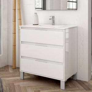 mobile bagno sospeso 80 cm bianco laccato | levante shop