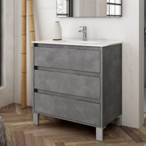 mobile bagno sospeso 80 cm cemento | levante shop