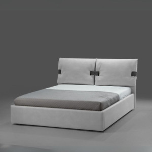 Zoom Letto matrimoniale contenitore Grenoble in tessuto Barrel 80 grigio ghiaccio con particolari Barrel 97 antracite