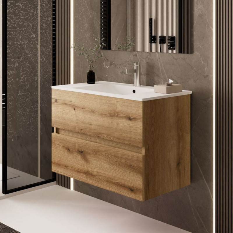 mobile bagno sospeso 100 cm rovere quercia | levante shop