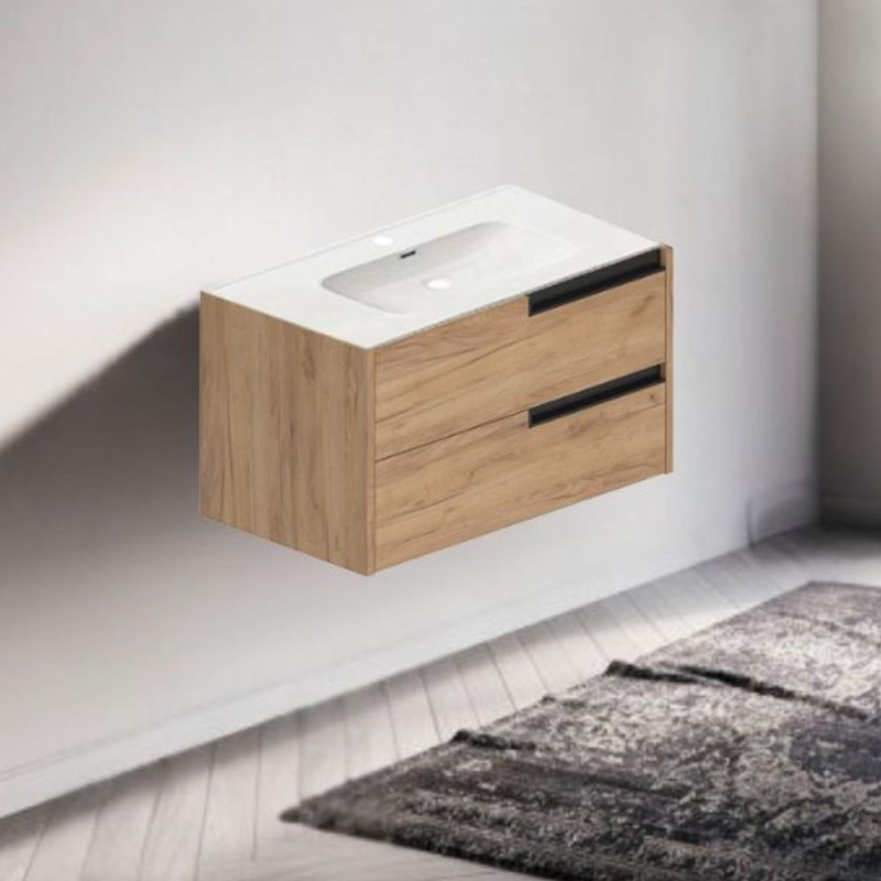 mobile bagno sospeso 80 cm rovere miele | levante shop