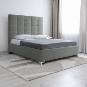 Letto matrimoniale Napoli grande contenitore grigio chiaro tessuto