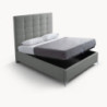 Letto matrimoniale Napoli grande contenitore grigio chiaro tessuto