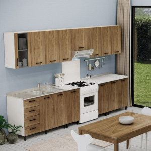 Zoom Pensile cucina 80x32x72H cm. con struttura bianca e 2 ante noce naturale