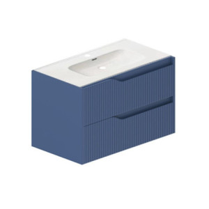Zoom Mobile bagno sospeso Soho con due cassetti effetto cannettato colore azzurro 80x45x50 cm.