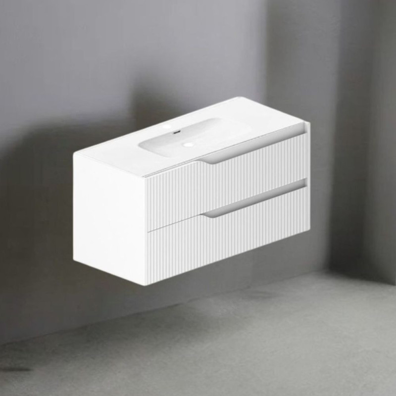 mobile bagno sospeso 100 cm bianco opaco | levante shop