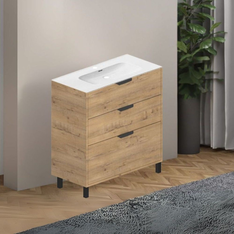 mobile bagno sospeso 80 cm rovere | levante shop