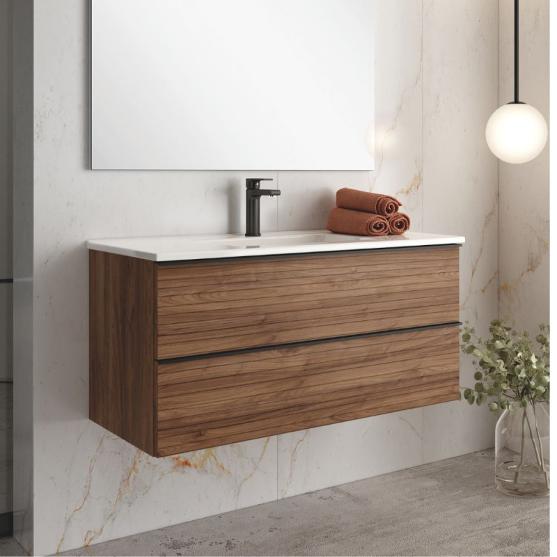 mobile bagno sospeso 100 cm noce | levante shop
