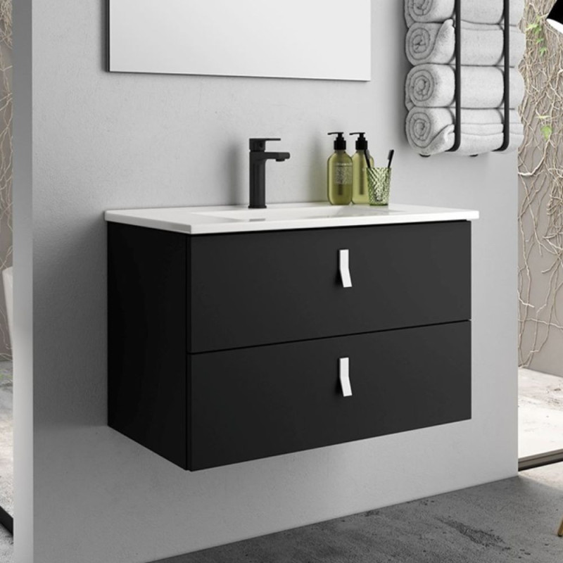 mobile bagno sospeso 60 cm nero | levante shop