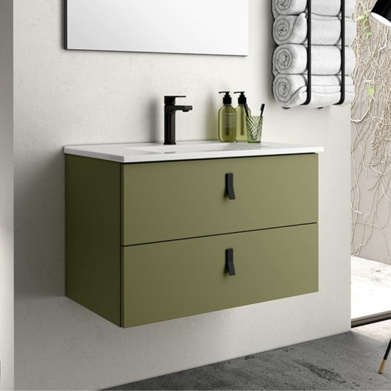 mobile bagno sospeso 60 cm verde oliva | levante shop
