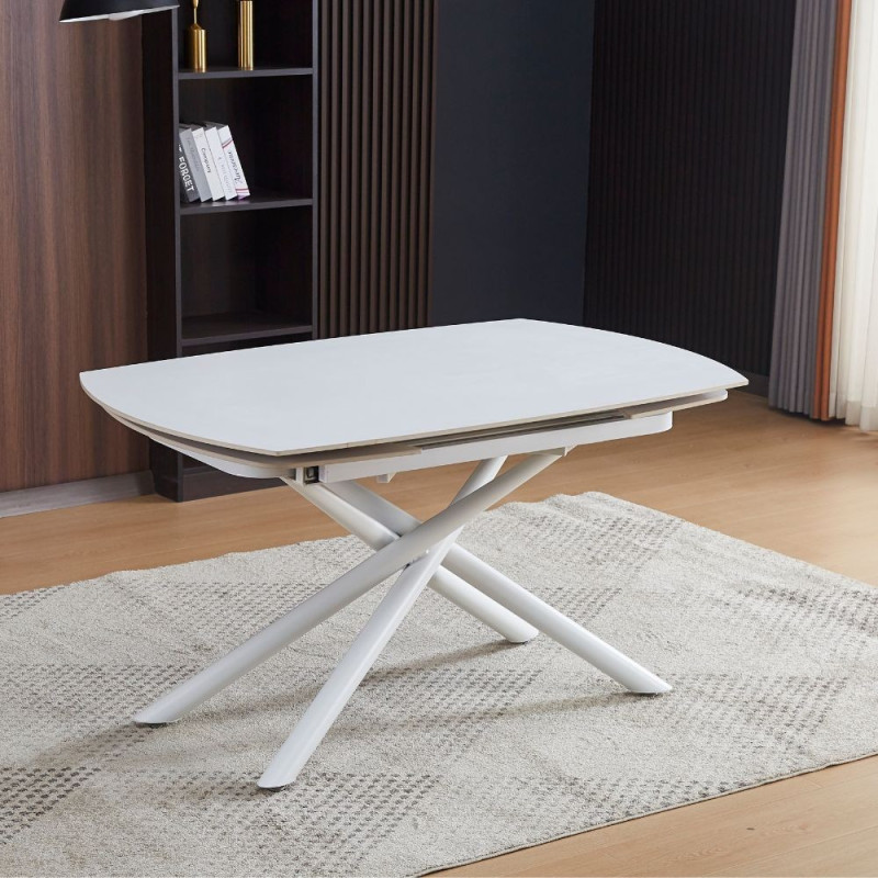Tavolo girevole allungabile Astrid ceramica bianco opaco