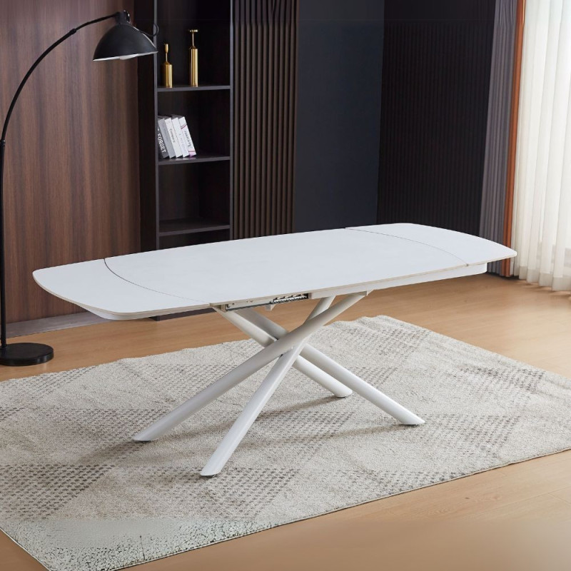Tavolo girevole allungabile Astrid ceramica bianco opaco