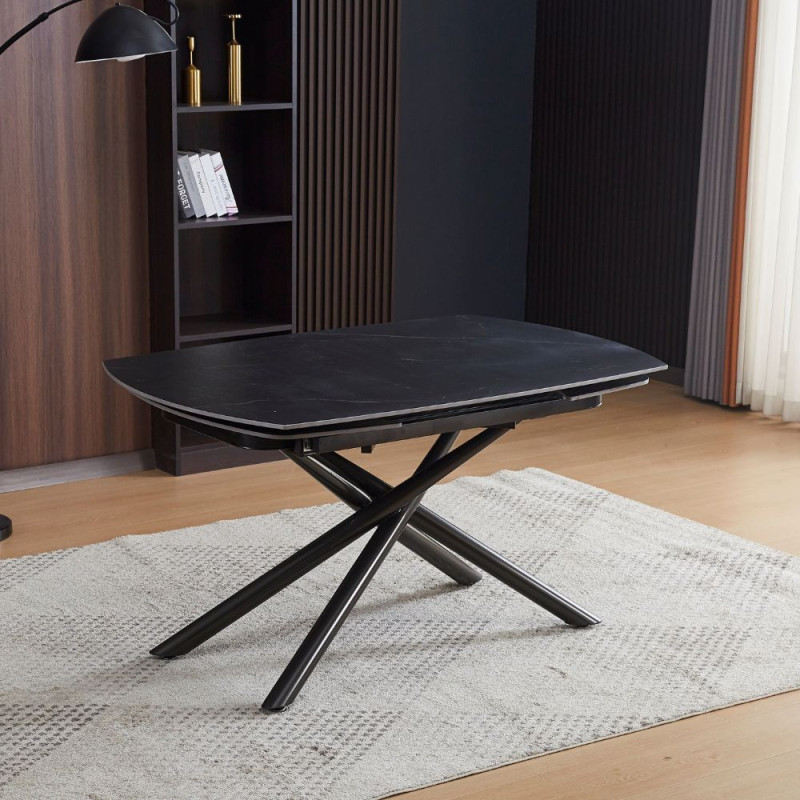 Tavolo girevole allungabile Astrid ceramica marmo nero opaco