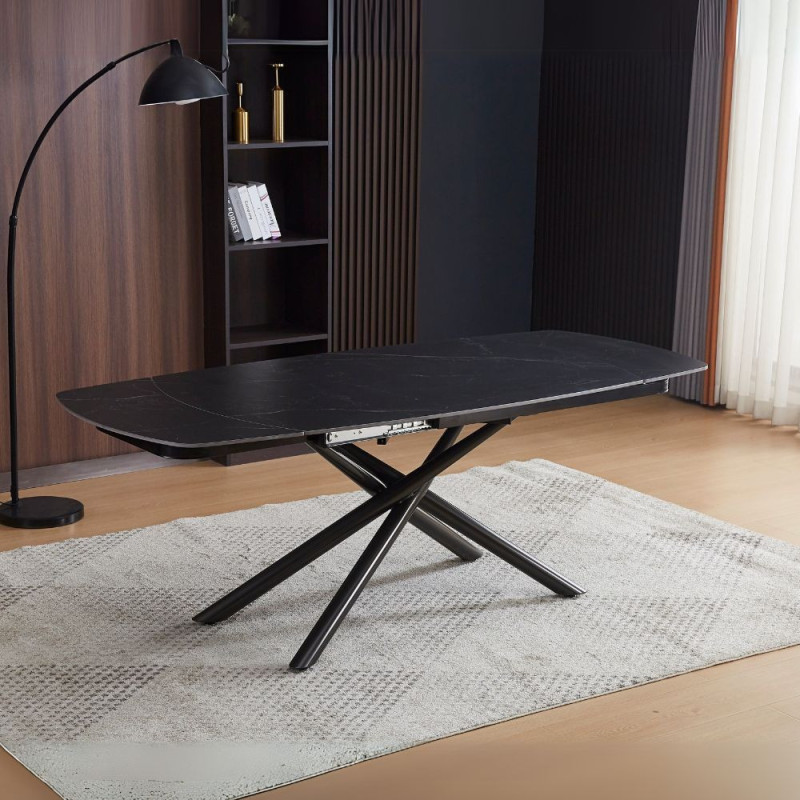 Tavolo girevole allungabile Astrid ceramica marmo nero opaco