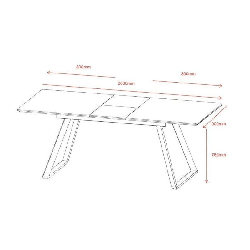 Tavolo allungabile Shelton piano legno noce gambe metallo nero