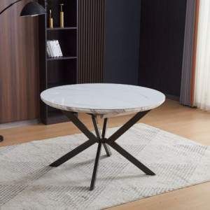 Tavolo rotondo allungabile Evelina ceramica marmo bianco lucido