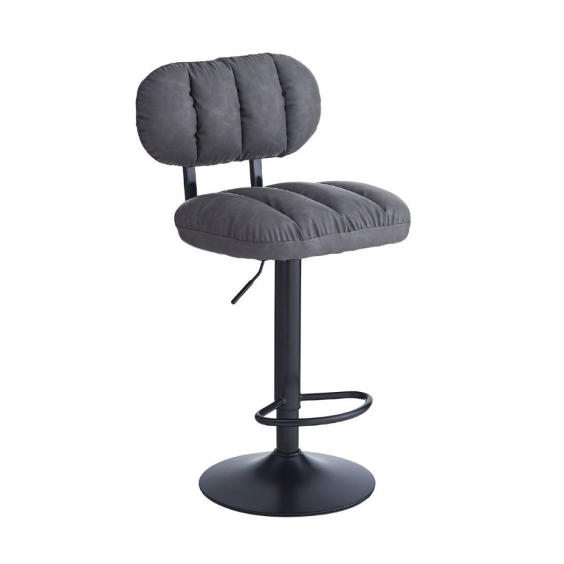 Sgabello Tati ecopelle grigio e gamba metallo nero design moderno