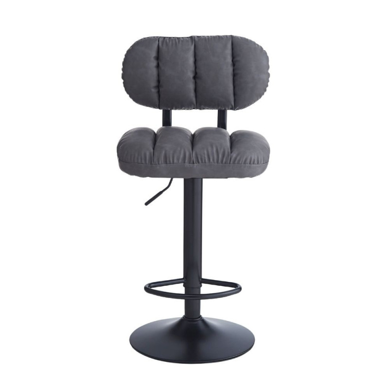 Sgabello Tati ecopelle grigio e gamba metallo nero design moderno