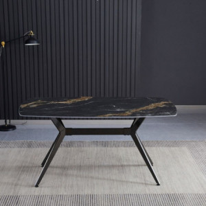 Tavolo fisso Callista piano ceramica effetto marmo nero opaco