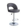 Sgabello Lisa ecopelle grigio e gamba metallo inox moderno