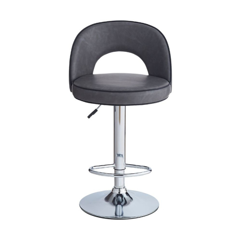 Sgabello Lisa ecopelle grigio e gamba metallo inox moderno