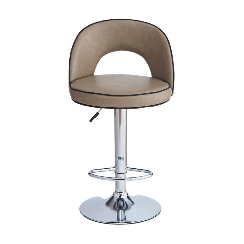 Sgabello Lisa ecopelle tortora e gamba metallo inox moderno