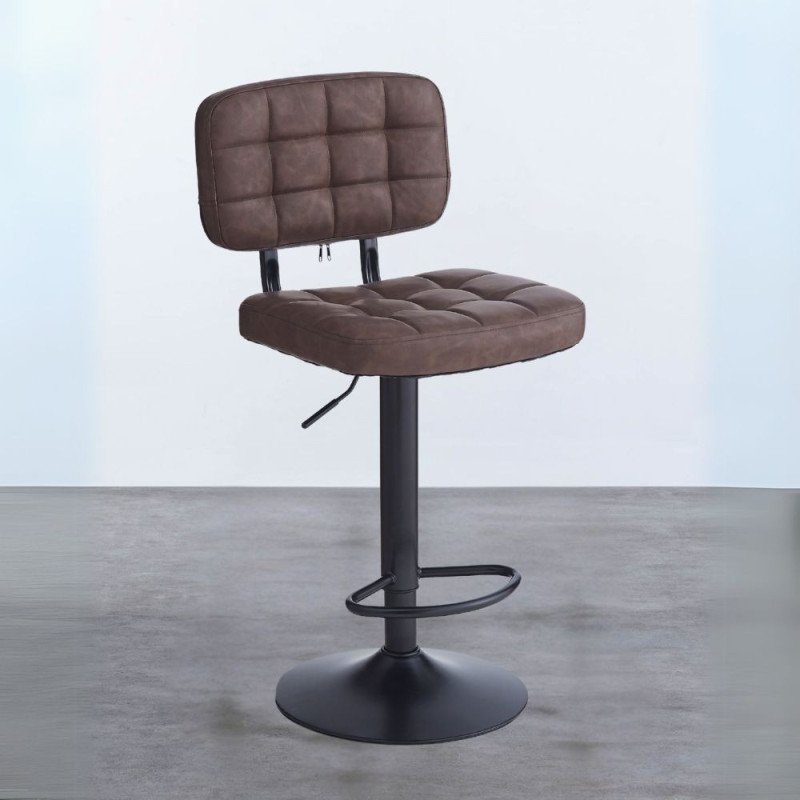 Sgabello Mavi ecopelle brown e gamba metallo nero moderno