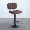 Sgabello Mavi ecopelle brown e gamba metallo nero moderno