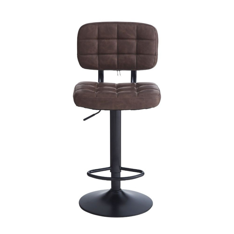 Sgabello Mavi ecopelle brown e gamba metallo nero moderno