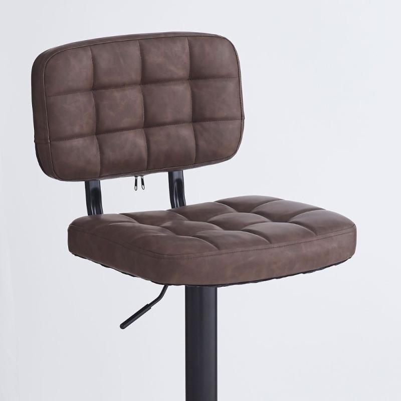 Sgabello Mavi ecopelle brown e gamba metallo nero moderno