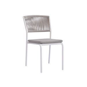 Sedia Modena Set B Alluminio Bianco E Corda Beige Moia