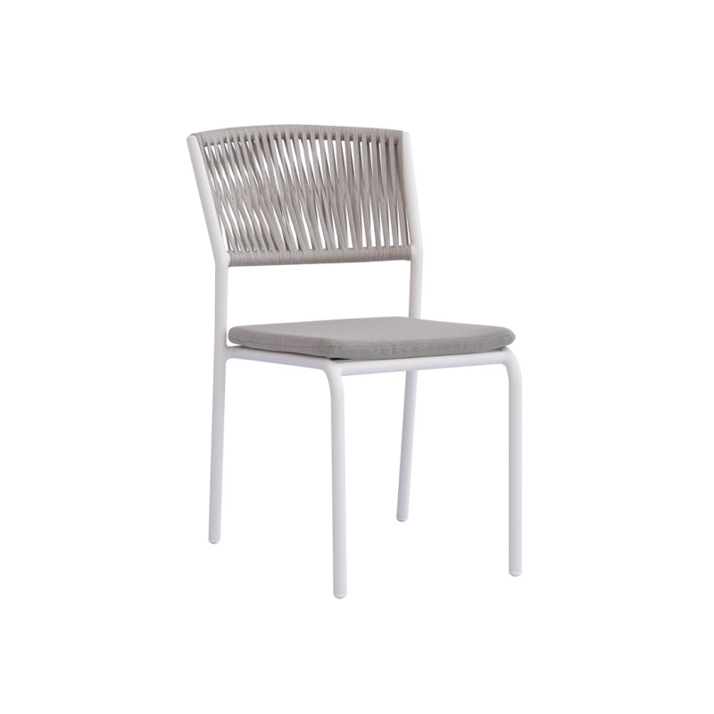 Sedia Modena Set B Alluminio Bianco E Corda Beige Moia