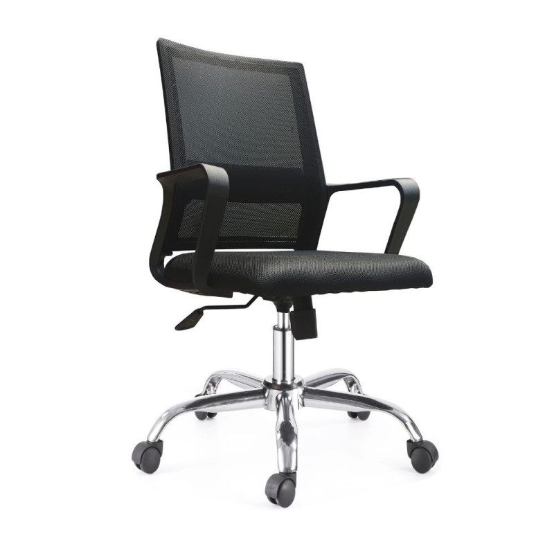 Poltrona da ufficio C8350 schienale rete nero base cromata