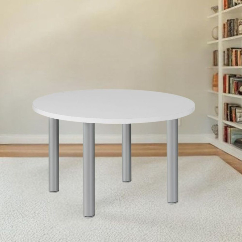Tavolo tondo Manila 90x90 cm bianco gambe acciaio alluminio