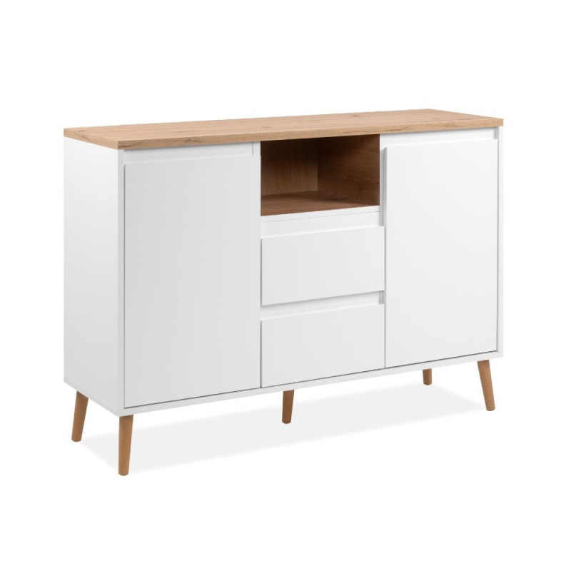 Madia Linz01B 2 ante 2 cassetti rovere e bianco moderna