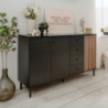 Madia Monza 51C 3 ante 4 cassetti nero listelli rovere moderna