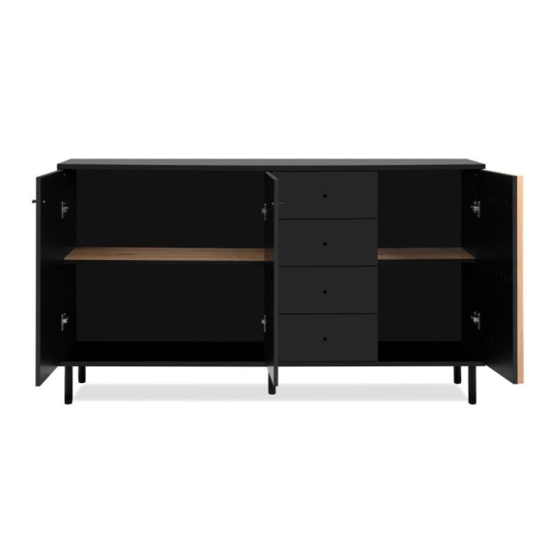 Madia Monza 51C 3 ante 4 cassetti nero listelli rovere moderna