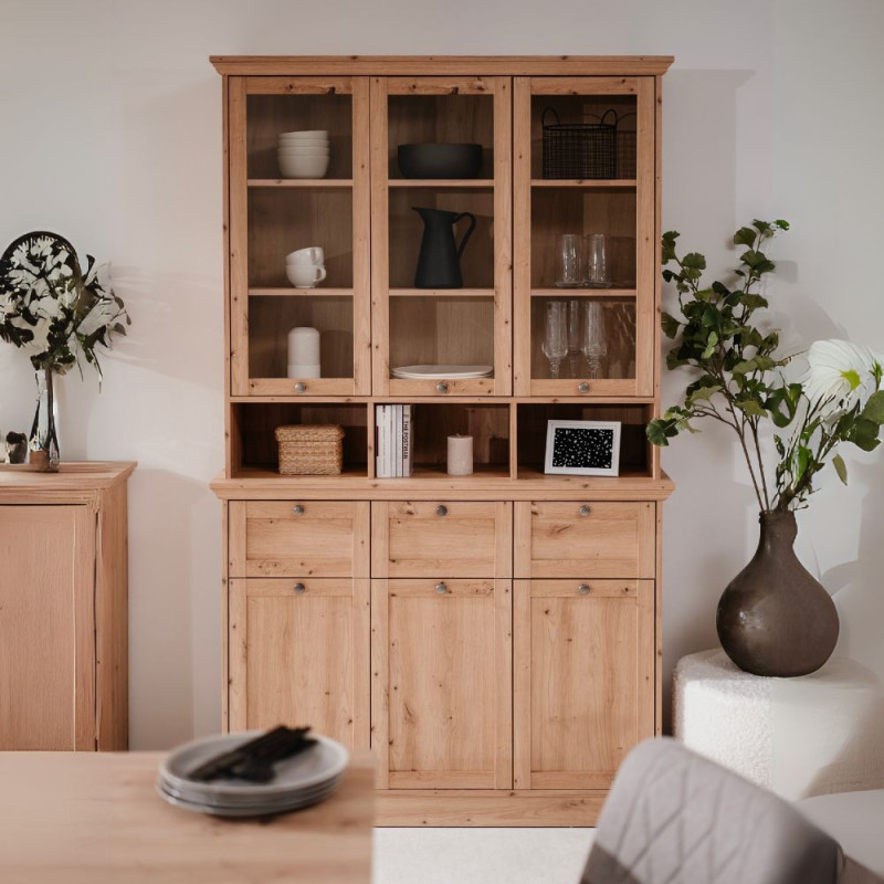 Credenza con vetrina Timber 54A rovere anticato elegante living