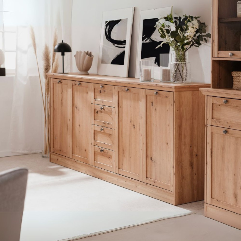 Credenza Timber 51A 4 ante 4 cassetti rovere anticato moderna