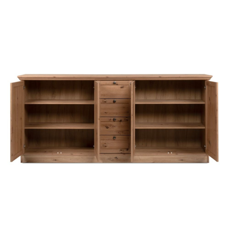 Credenza Timber 51A 4 ante 4 cassetti rovere anticato moderna